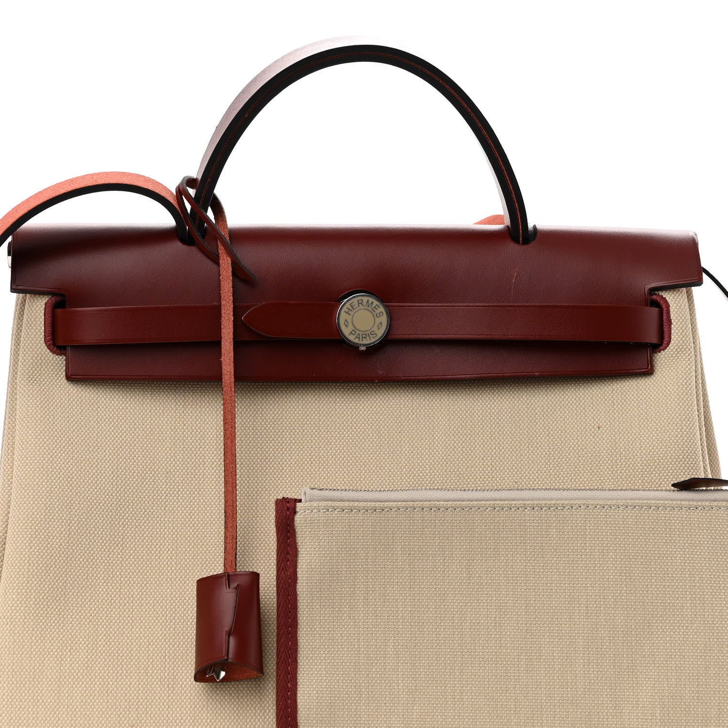 Hermes Military Toile Vache Hunter Herbag Zip 31 PM Beton Rouge H 7 of 10
