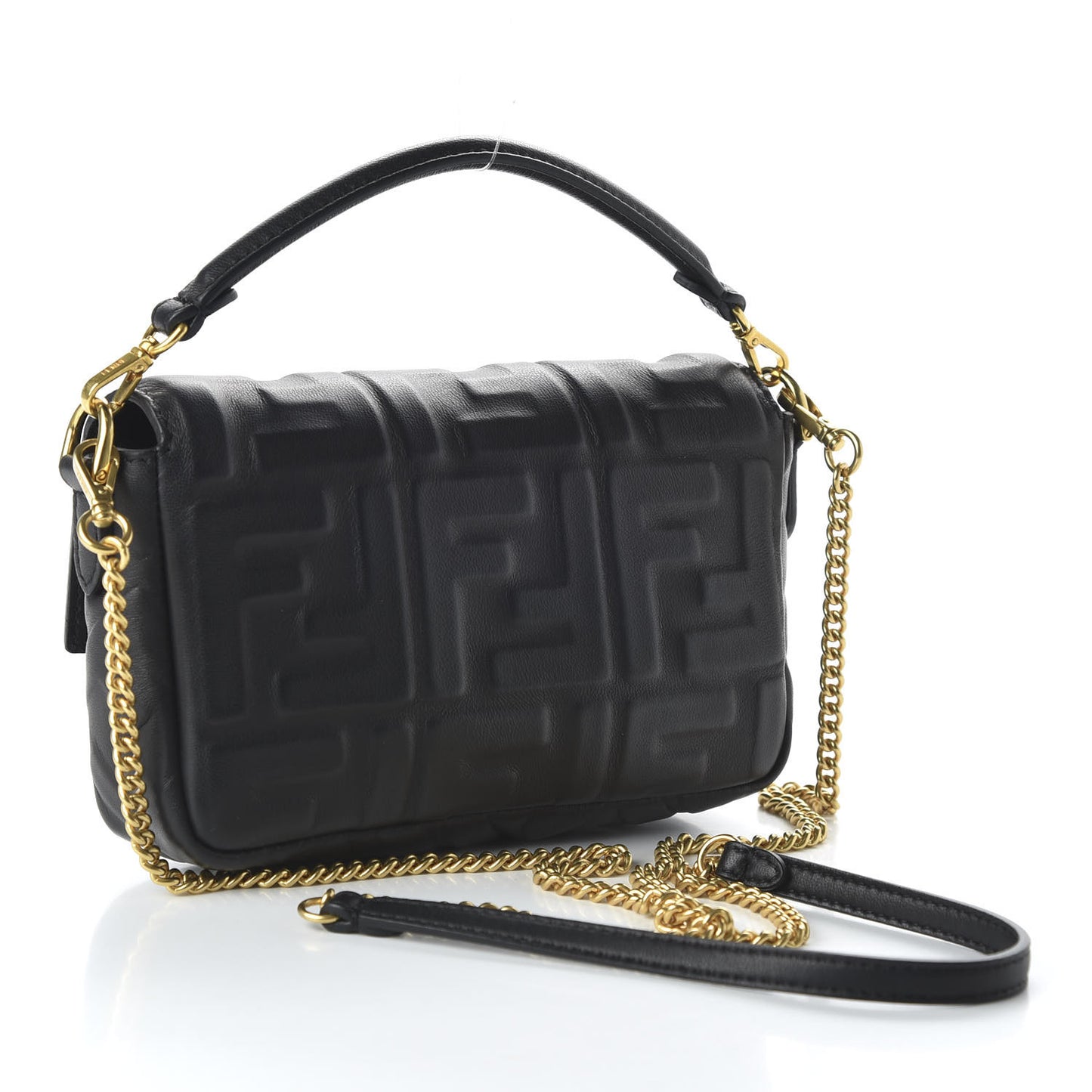 Nappa FF 1974 Embossed Mini Baguette Black