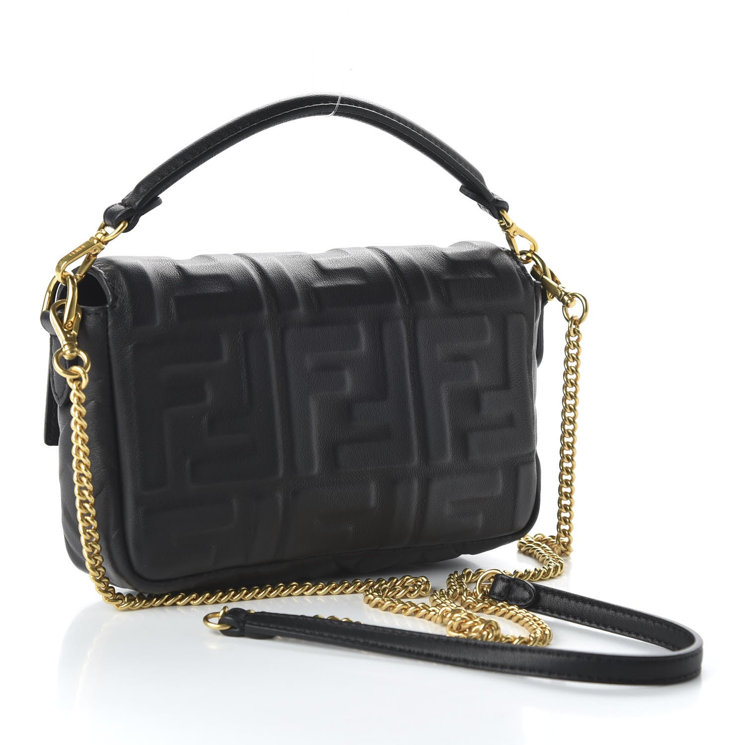 Fendi Nappa FF 1974 Embossed Mini Baguette Black 4 of 12