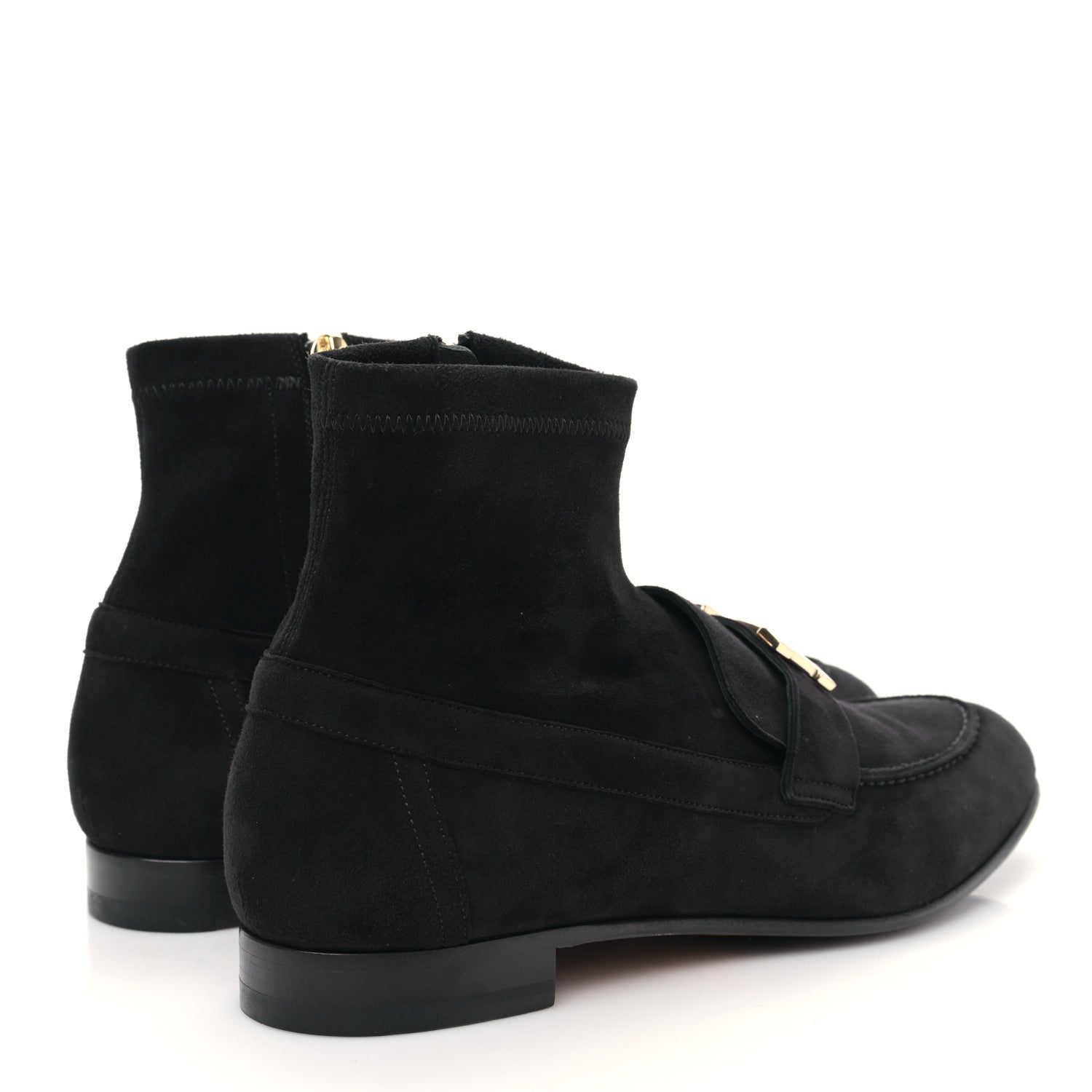 Hermes Stretch Velvet Goatskin Saint Honore Ankle Boots 37 Black 4 of 8