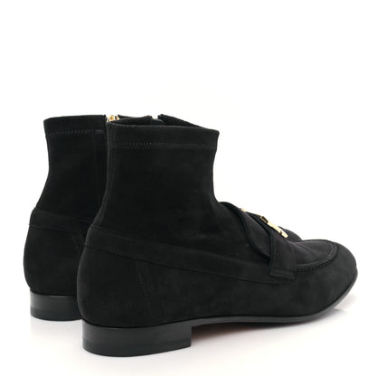 Hermes Stretch Velvet Goatskin Saint Honore Ankle Boots 37 Black 4 of 8