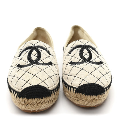 Chanel Fabric Biarritz CC Espadrilles 38 Beige Black 3 of 10