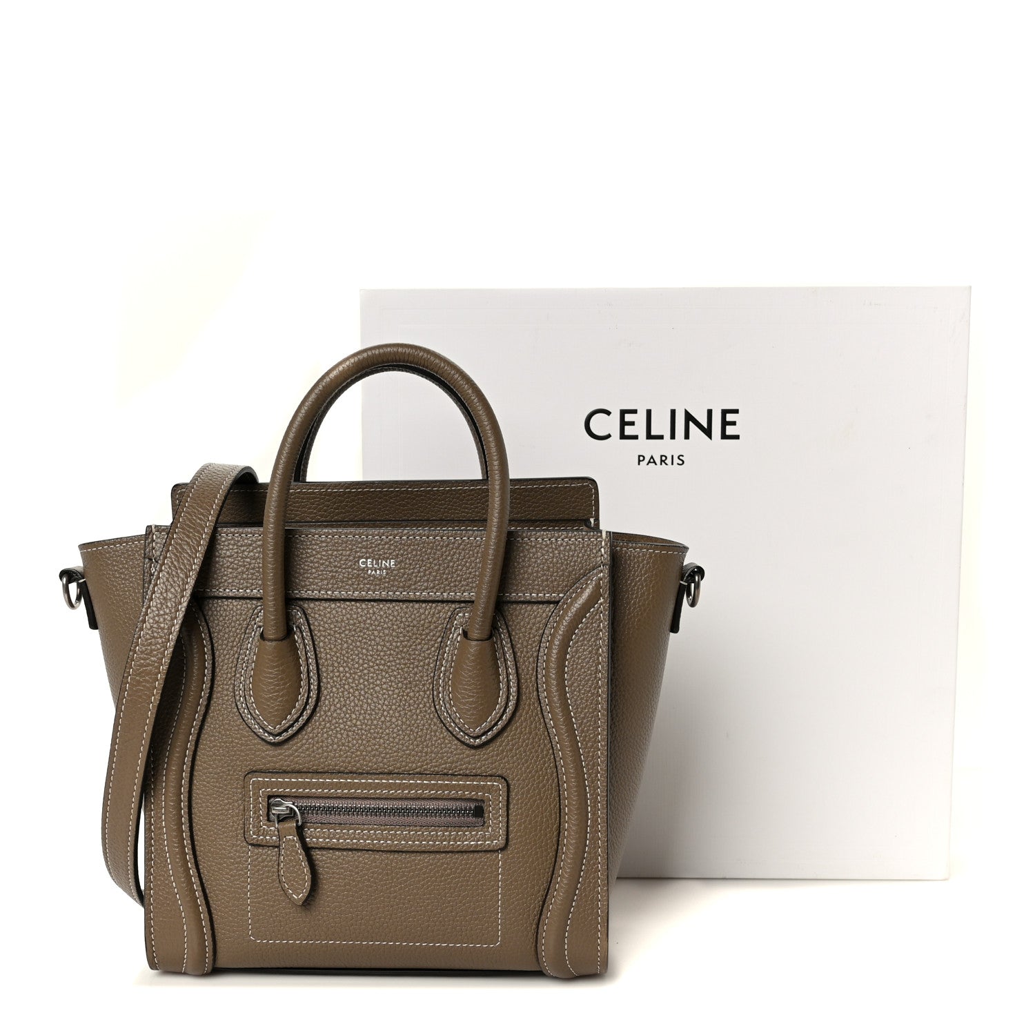 Celine Drummed Calfskin Nano Luggage Souris 11 of 11