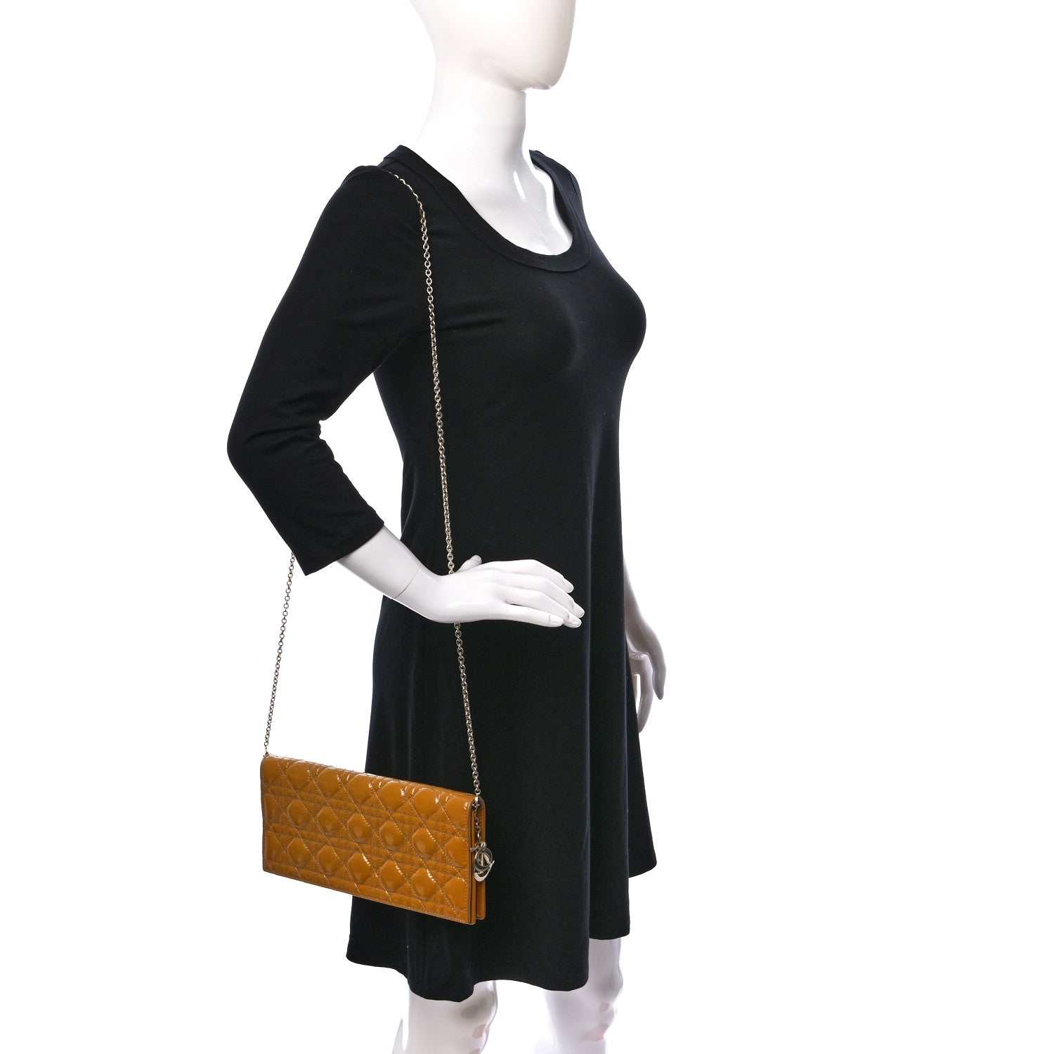 Christian Dior Patent Cannage Lady Dior Convertible Clutch Beige 3 of 12