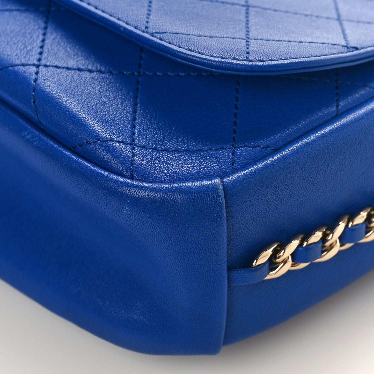 Goatskin Stitched Medium Casual Trip Single Flap Royal Blue