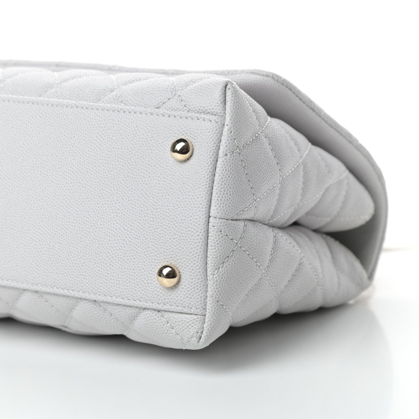 Caviar Quilted Small Coco Handle Flap Light Grey