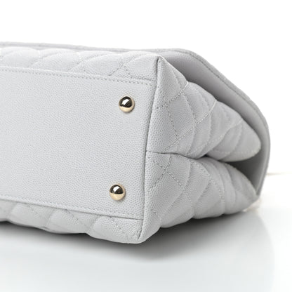Chanel Caviar Quilted Small Coco Handle Flap Light Grey 10 of 12
