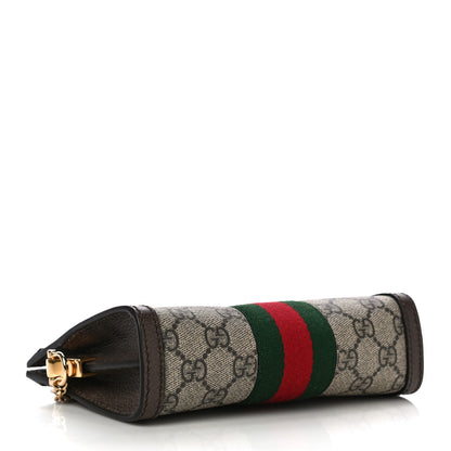 Gucci GG Supreme Monogram Textured Dollar Calfskin Web Mini Ophidia Chain Shoulder Bag Beige Ebony New Acero 4 of 12