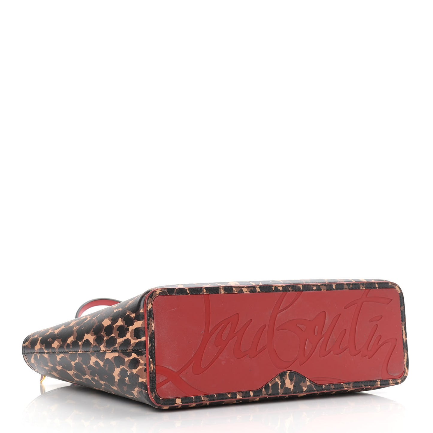 Calfskin Leopard Print Spikes Small East West Cabata Tote Brown