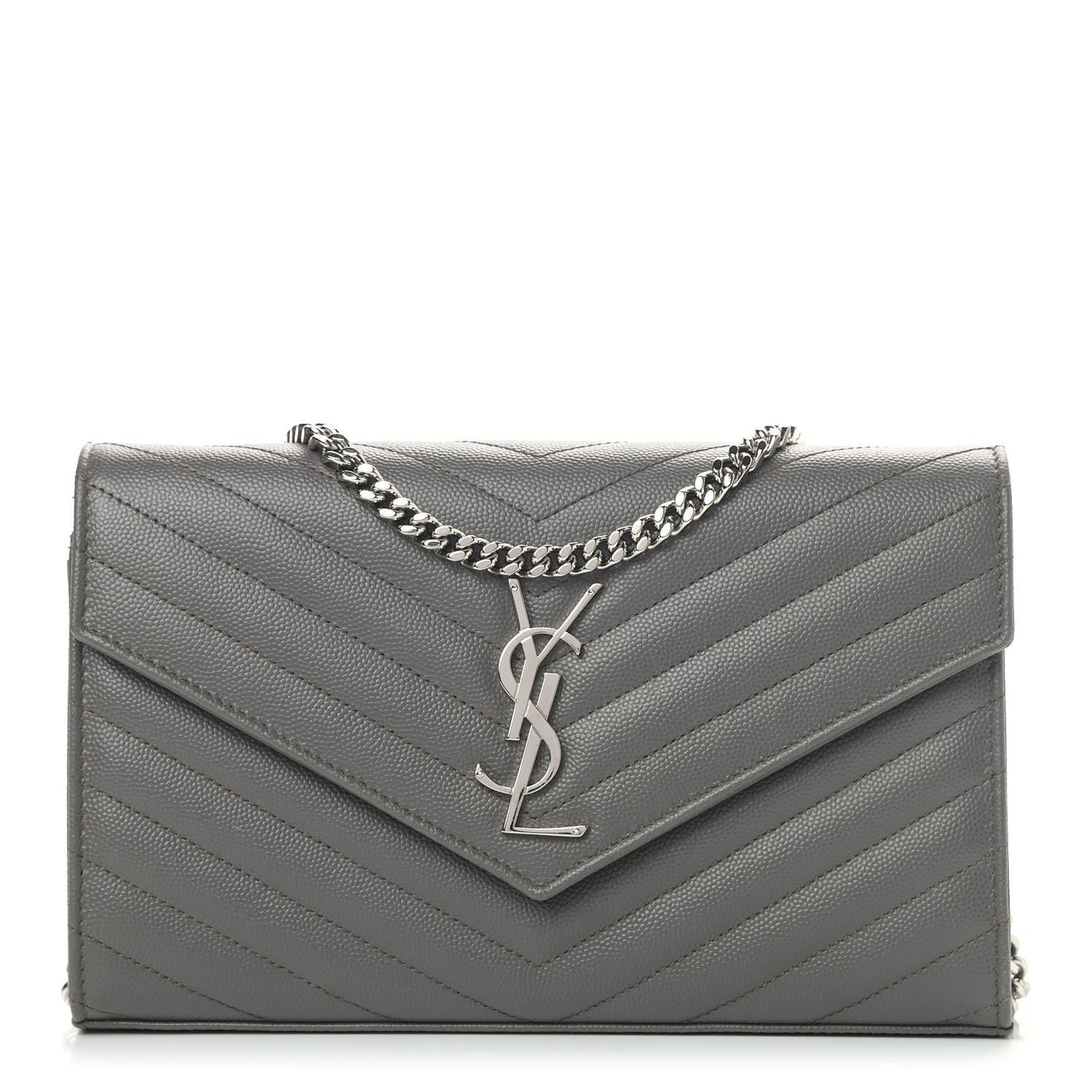 Grain De Poudre Matelasse Chevron Monogram Chain Wallet Earth