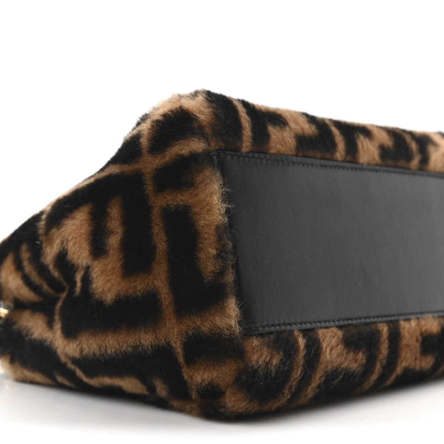Fendi Shearling Nappa Macro FF 1974 Mini Peekaboo Iconic Satchel Tobacco Black 8 of 9