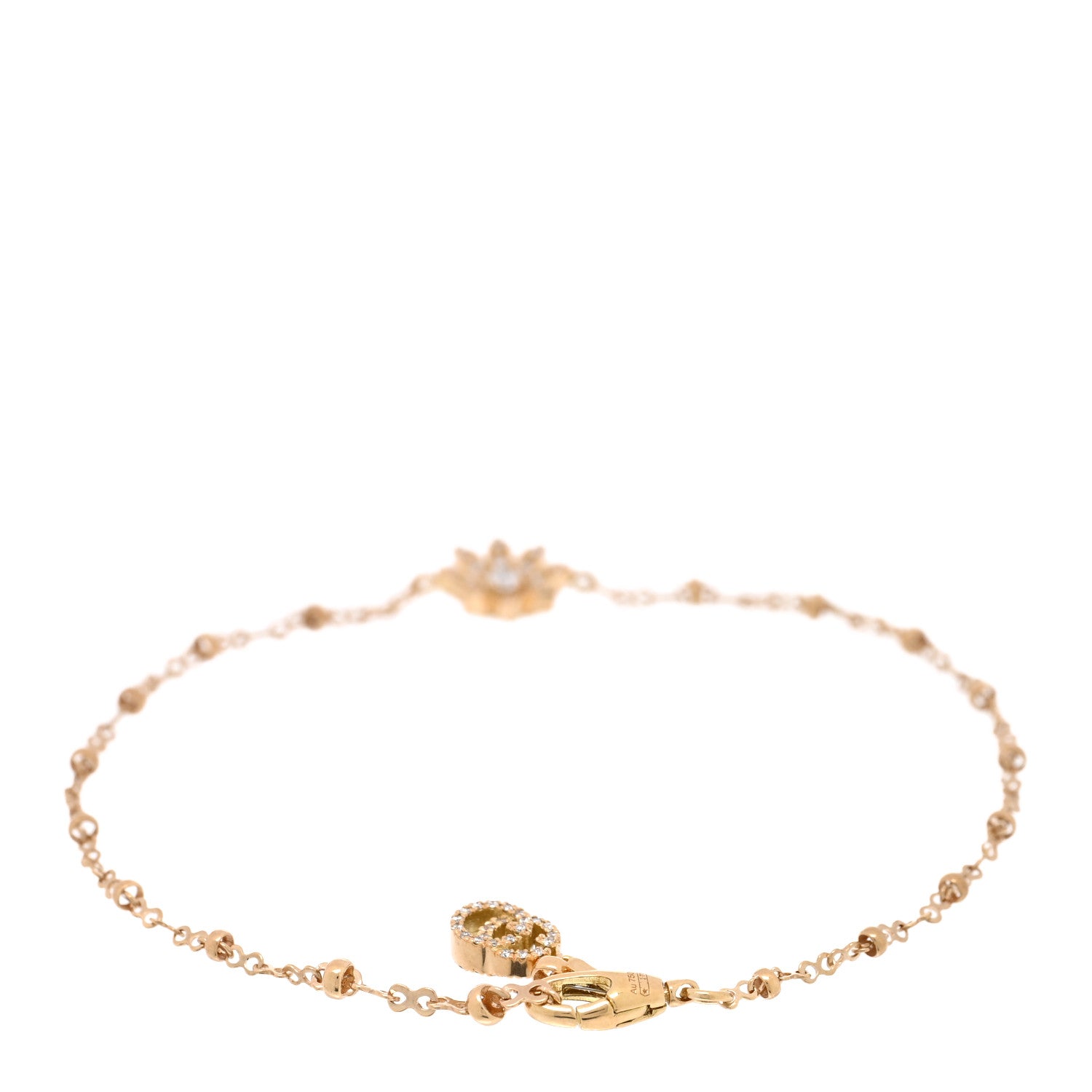Gucci 18K Yellow Gold Diamond Flora Station Bracelet 2 of 3