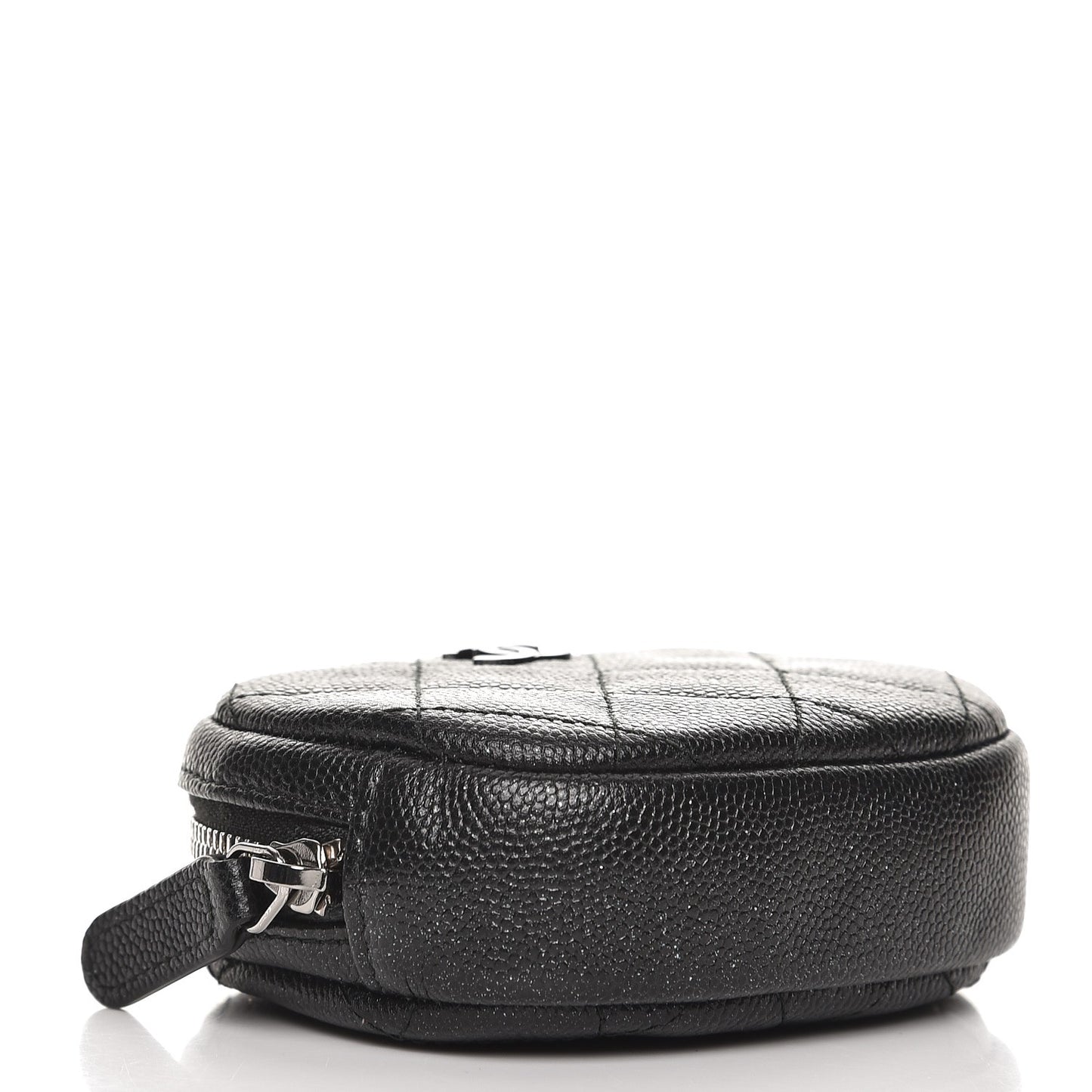 Metallic Caviar Quilted Zip Around Classic Coin Purse Black
