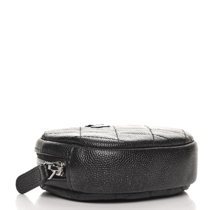 Chanel Metallic Caviar Quilted Zip Around Classic Coin Purse Black 4 of 8