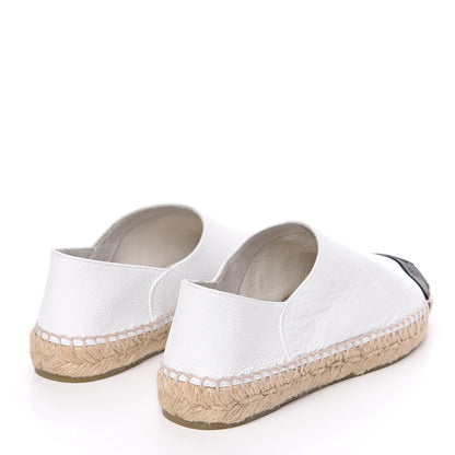 Chanel Grained Calfskin CC Espadrilles 38 White Black 4 of 10