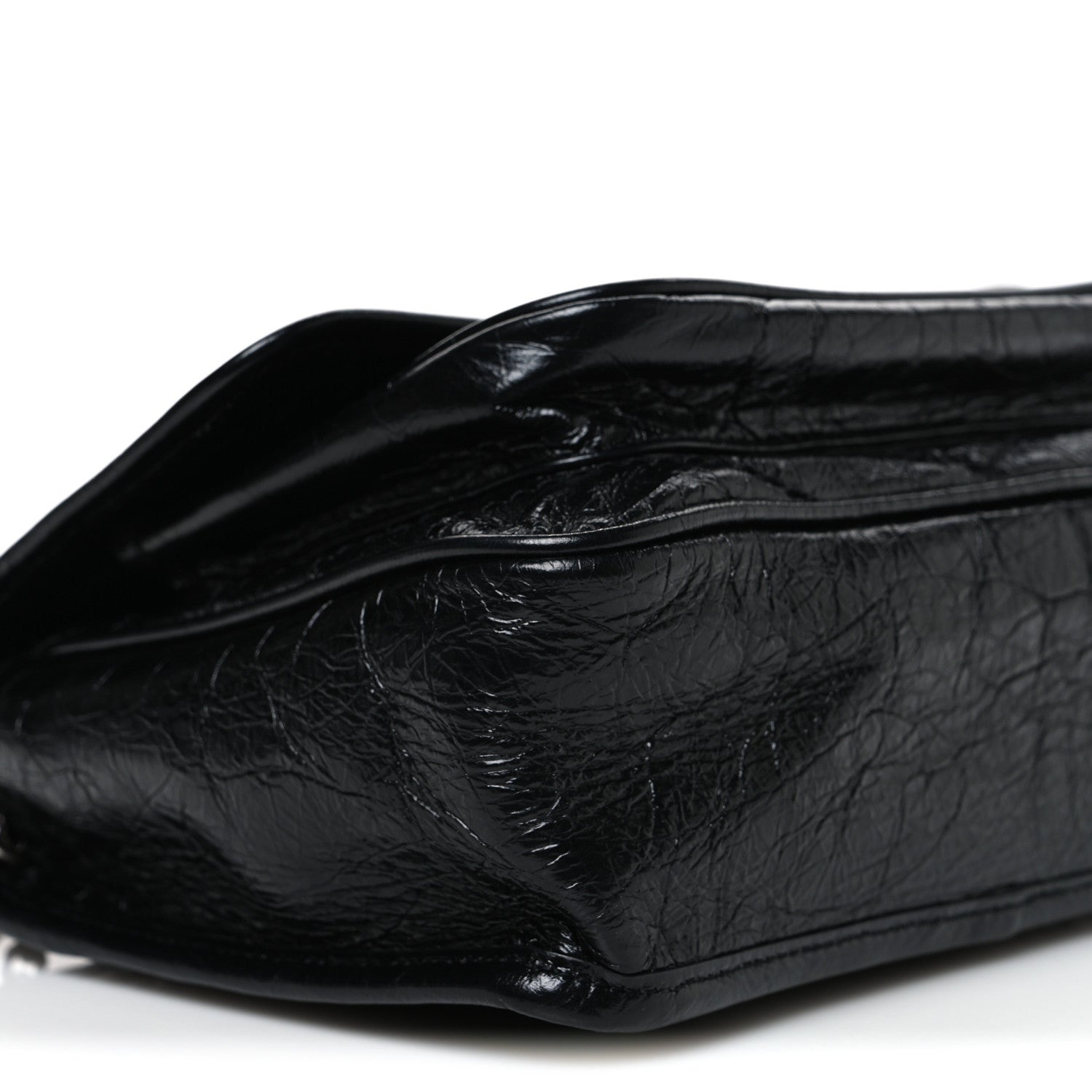 Saint Laurent Crinkled Calfskin Matelasse Monogram Baby Niki Chain Satchel Black 9 of 10
