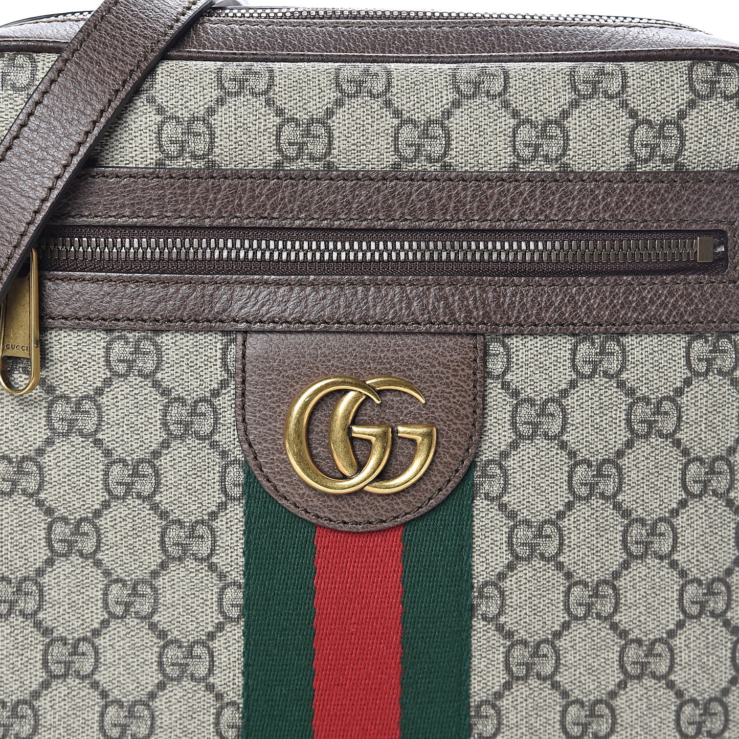 GG Supreme Monogram Web Small Ophidia Messenger Bag Brown