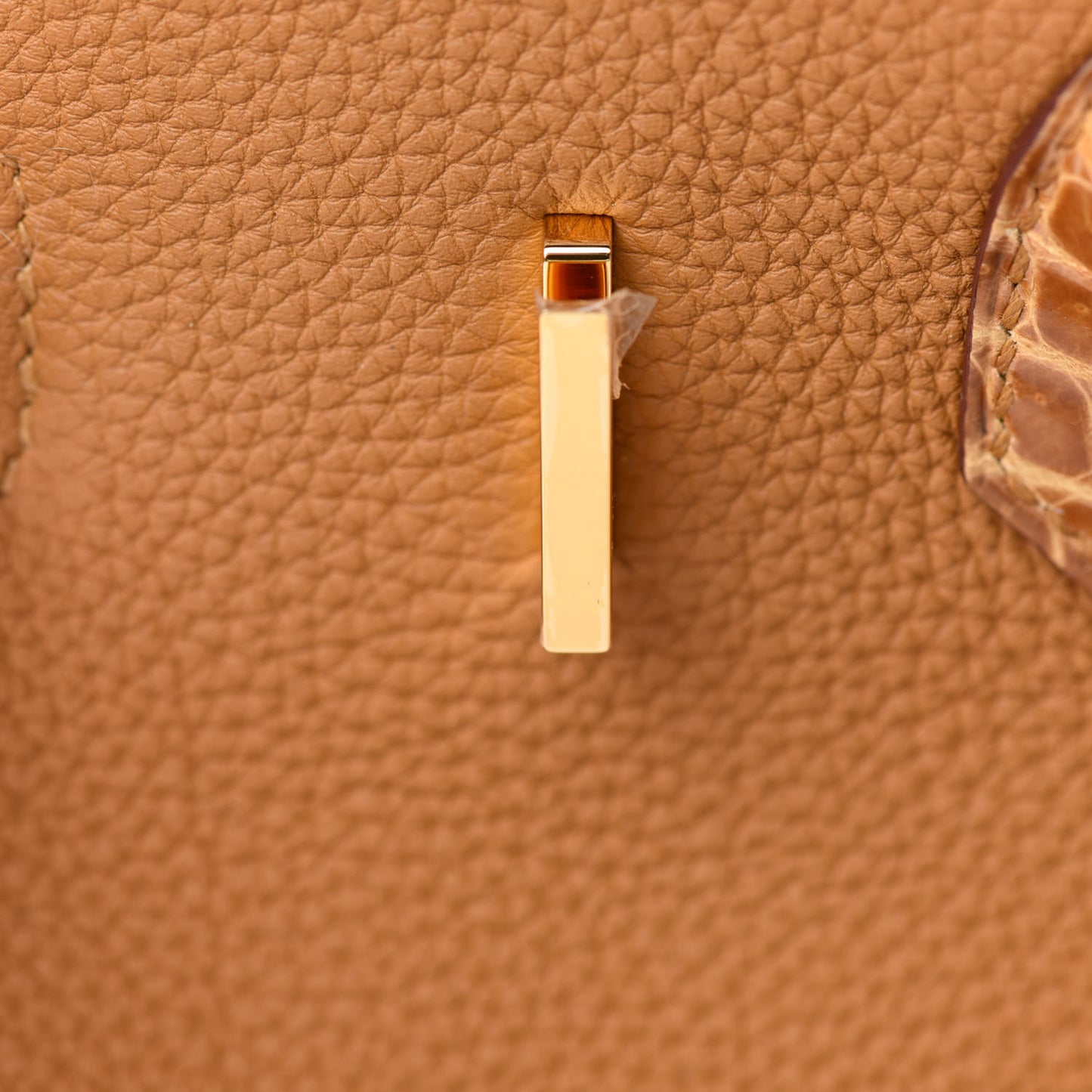 Togo Shiny Niloticus Crocodile Birkin Touch 30 Caramel Tabac Camel