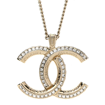 Chanel Crystal CC Pendant Necklace Gold 4 of 7