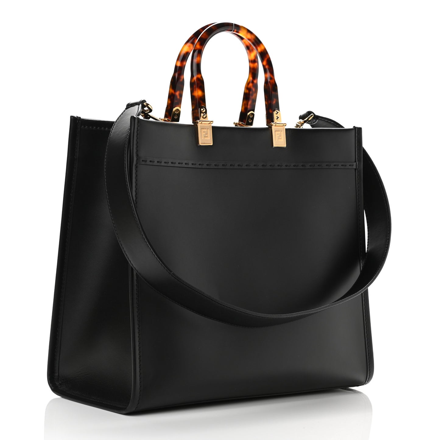 Vitello King Plexiglass Medium Fendi Sunshine Shopper Tote Black