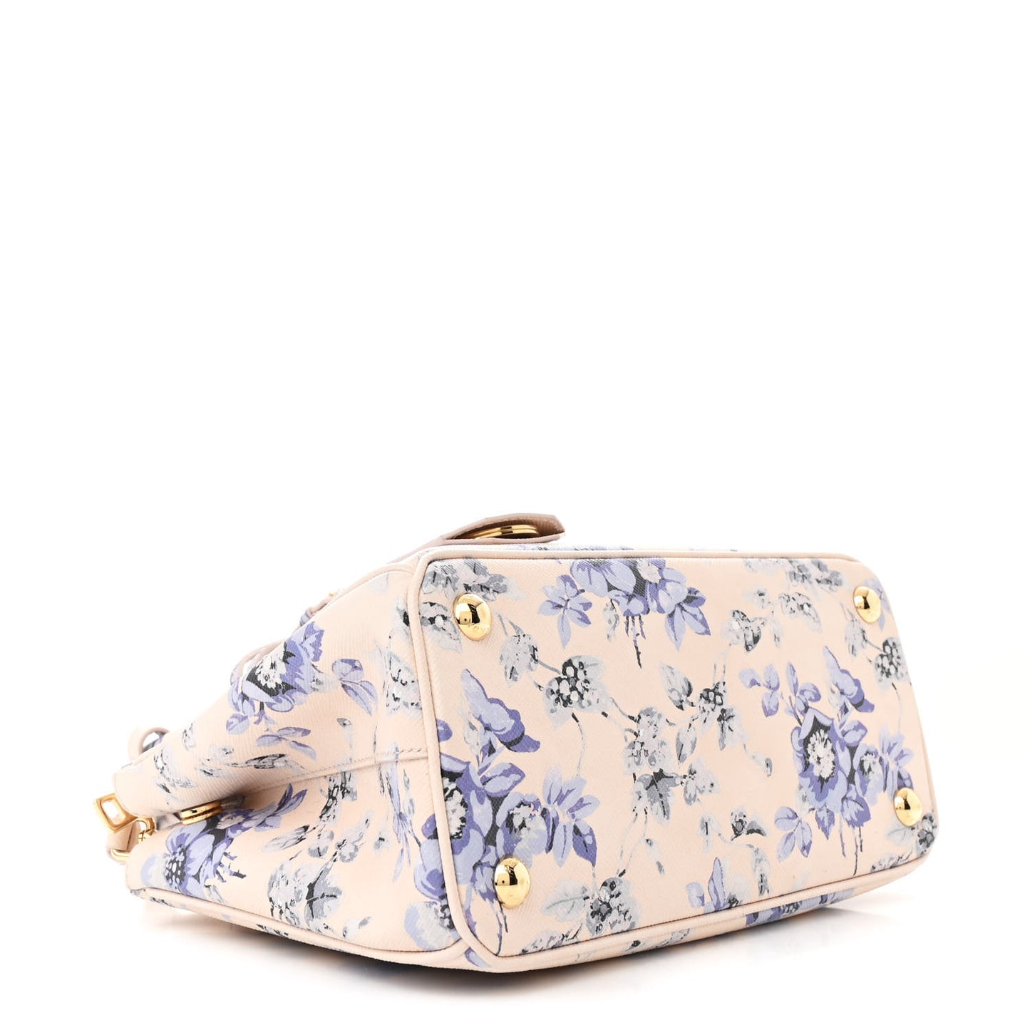 Saffiano Lux Floral Print Small Galleria Double Zip Tote Periwinkle Blue