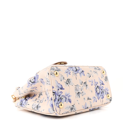 Prada Saffiano Lux Floral Print Small Galleria Double Zip Tote Periwinkle Blue 4 of 10