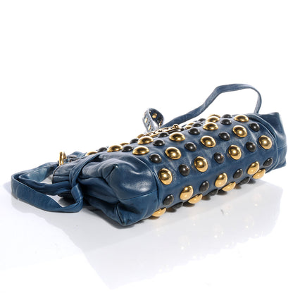 Gucci Leather Studded Babouska Clutch Ocean Blue 4 of 9