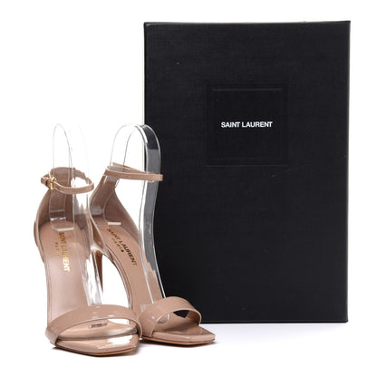 Saint Laurent Patent Calfskin Amber 105 Ankle Strap Sandals 35 Beige 10 of 10