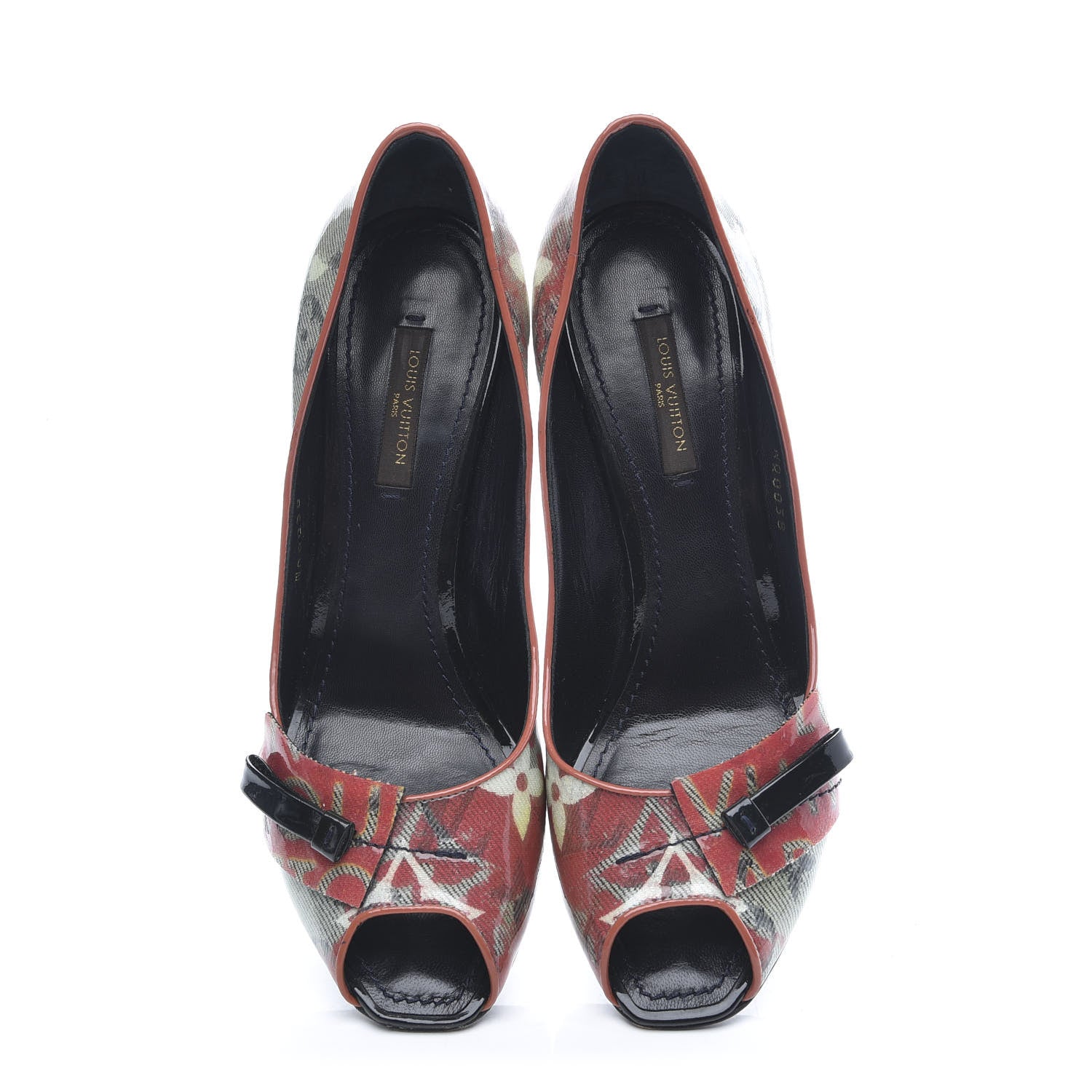 Louis Vuitton Monogram Pulp Karung Defile Peep Toe Pumps 37 5 of 11