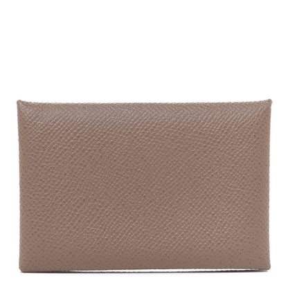 Hermes Epsom Calvi Card Case Etoupe 1 of 8