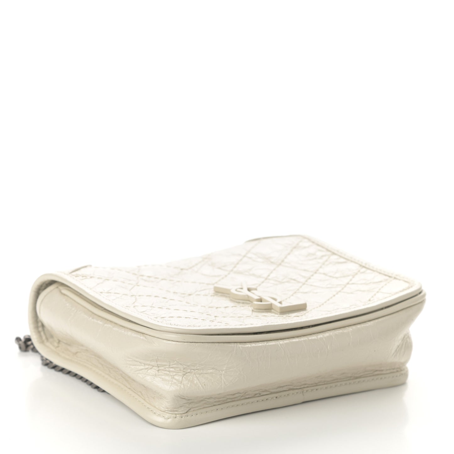 Crinkled Calfskin Matelasse Monogram Niki Chain Wallet Crema Soft