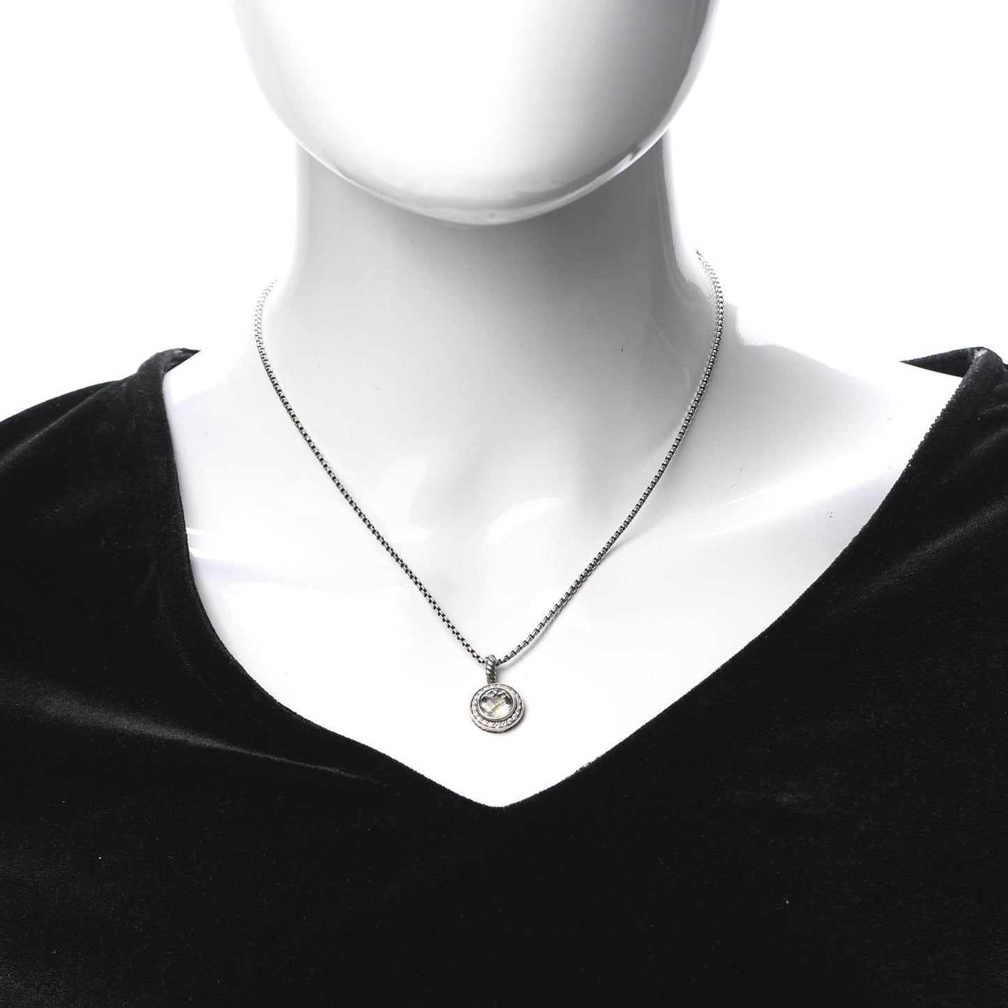 Sterling Silver Diamond Prasiolite 8mm Petite Cerise Pendant Necklace