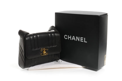 Chanel Lambskin Vertical Quilted CC Flap Shoulder Bag Black 5 of 8