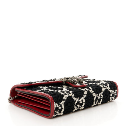 Gucci Tweed GG Monogram Mini Dionysus Chain Wallet Black White Romantic Cherry 4 of 10