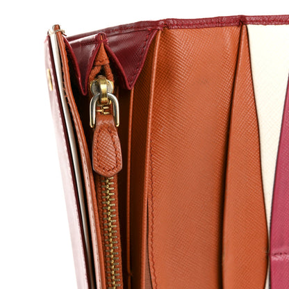 Prada Saffiano Metal Continental Flap Travel Wallet Fuoco 7 of 17