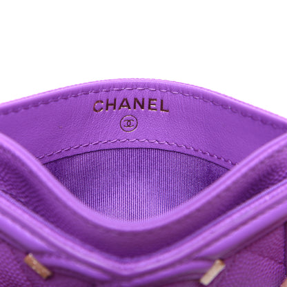 Chanel Caviar Quilted Filigree Card Holder Purple 6 of 9