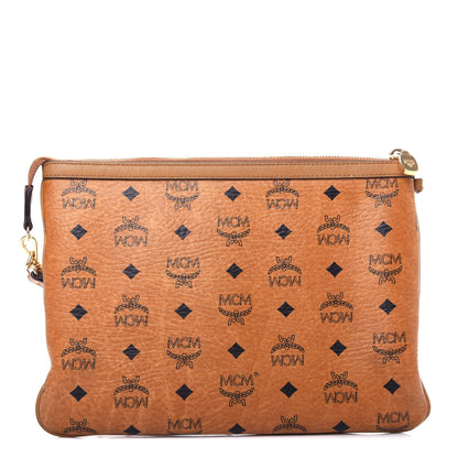MCM Visetos Liz Shopper Tote Pouch Cognac 1 of 9
