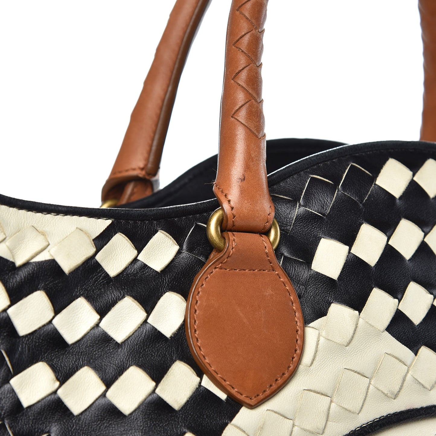 Nappa Intrecciato Shopper Tote Black White