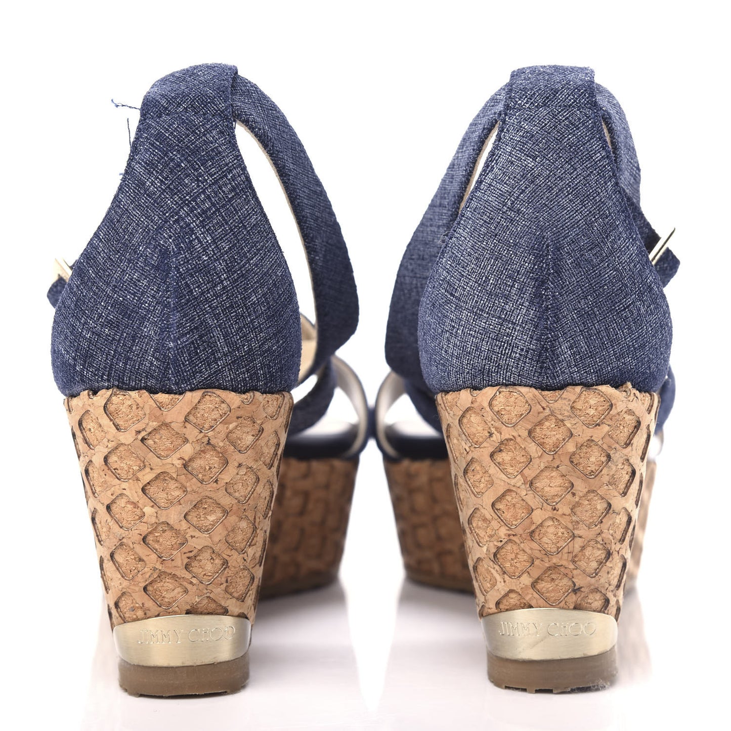 Denim Cork Wedge Sandals 36