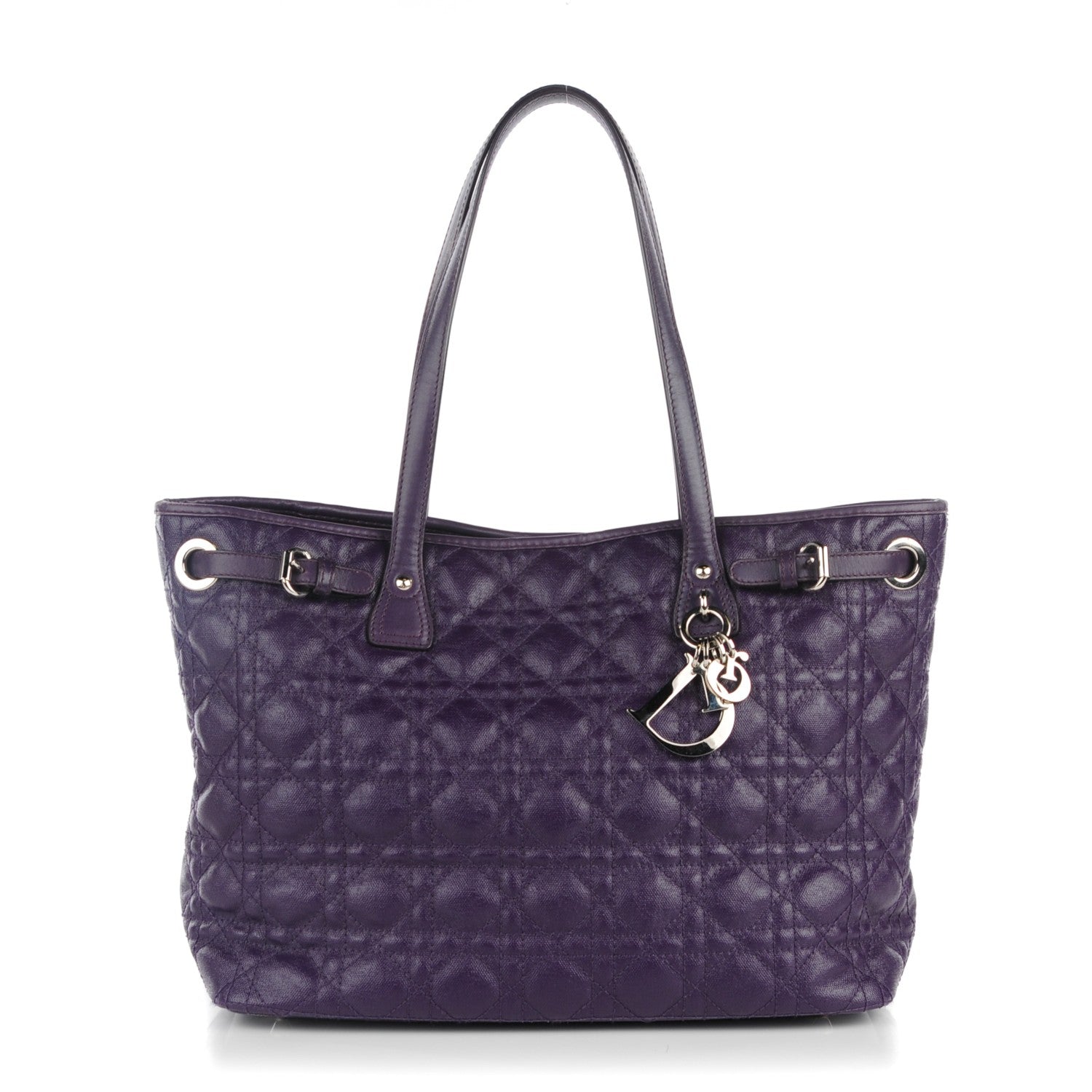 Christian Dior Coated Canvas Cannage Medium Panarea Tote Purple 1 of 7