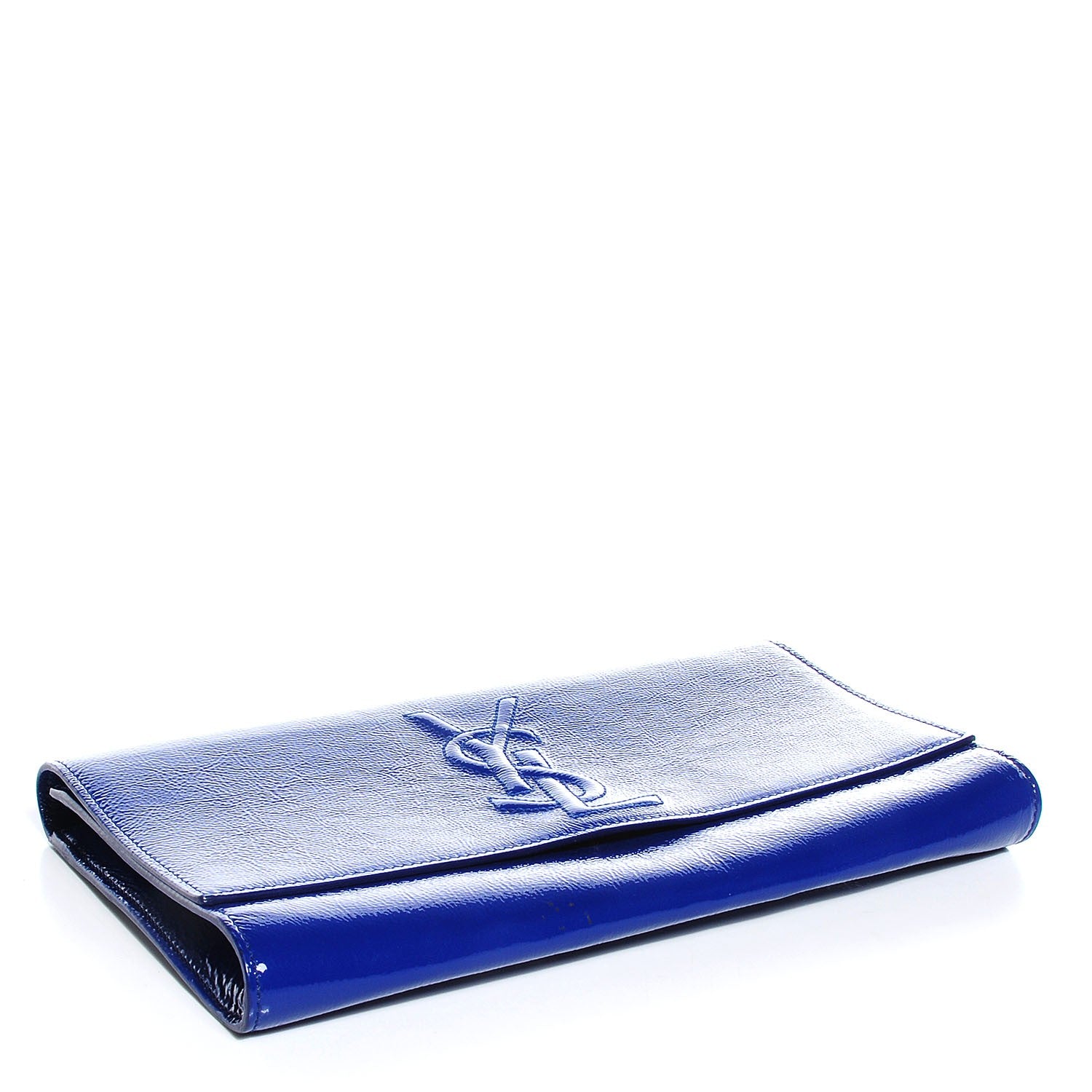 Saint Laurent Textured Patent Large Belle De Jour Clutch Royal Blue 4 of 8