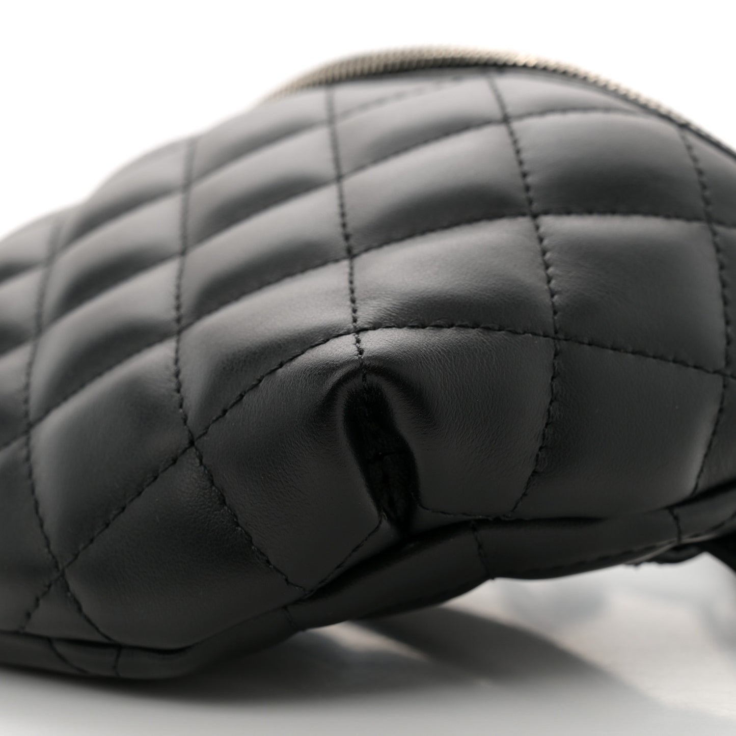 Lambskin Quilted Waist Belt Bag Black