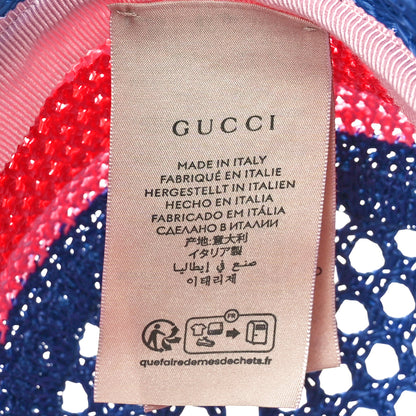Gucci Raffia Effect Web Interlocking G Bucket Hat M Blue Multicolor 8 of 9