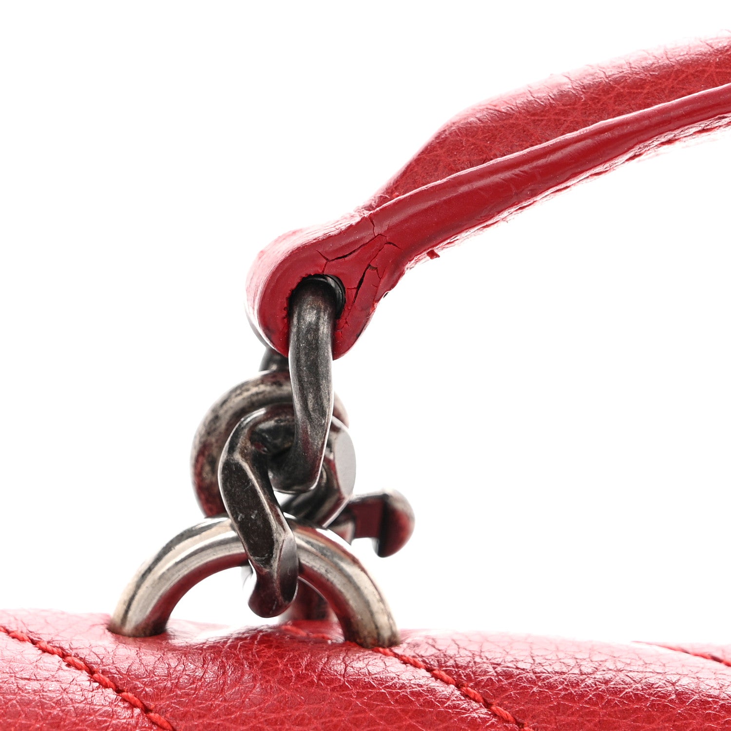 Saint Laurent SAINT LAURENT Sheepskin Matelasse Chevron Monogram College Chain Wallet New Red 15 of 18