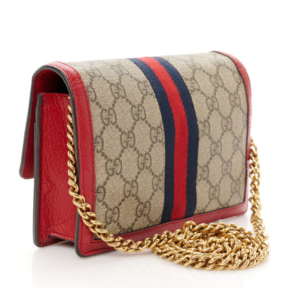 Gucci GG Supreme Monogram Web Queen Margaret Chain Wallet Red 3 of 11
