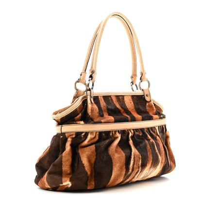 Fendi Calf Hair Zebra Print Chef Shopper Tote  White Brown 3 of 16