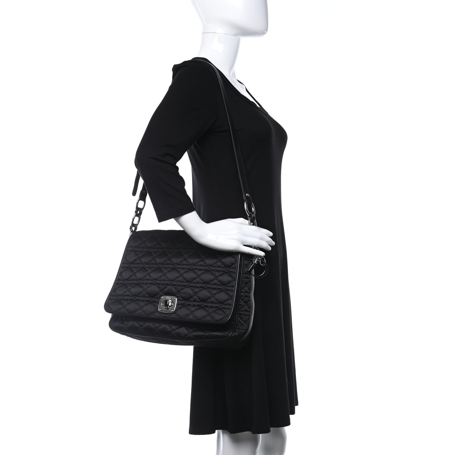 Christian Dior Nylon Cannage Charming Lock Messenger Bag Black 2 of 9