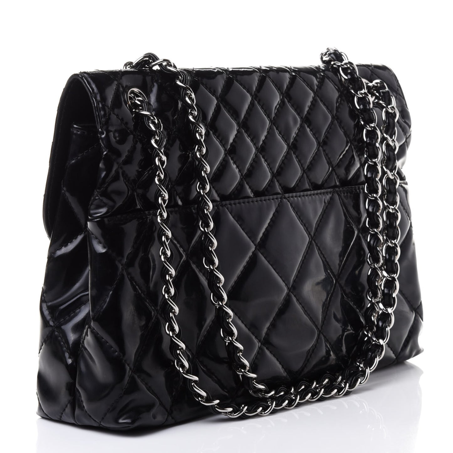 Vinyl Quilted In the Business Flap Bag Black