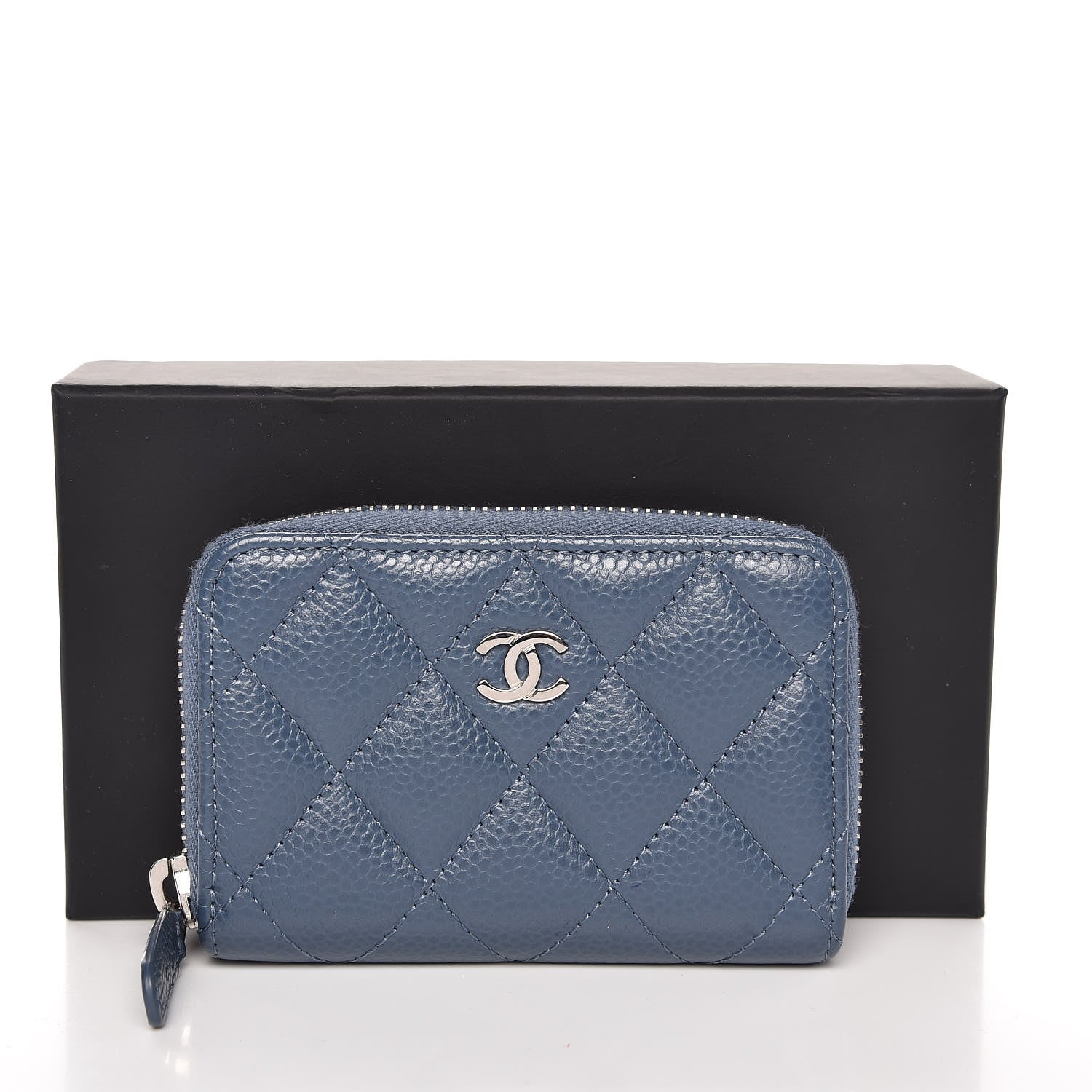 Chanel Caviar Quilted Zip Coin Purse Blue 8 of 8