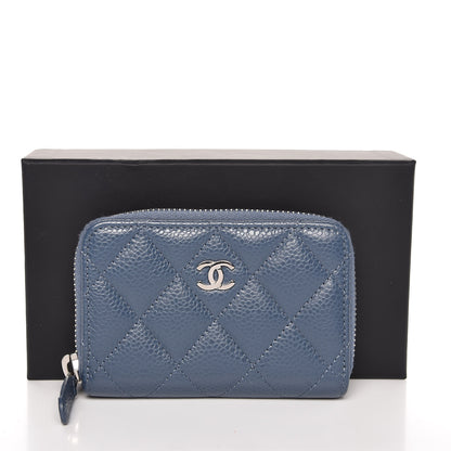 Chanel Caviar Quilted Zip Coin Purse Blue 8 of 8